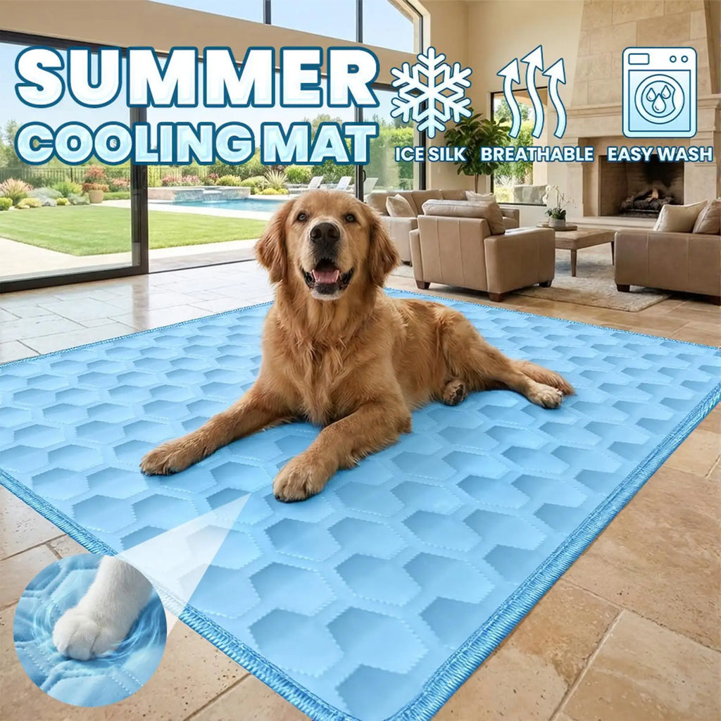 Cooling Pad for Dog Hot Summer Non-Slip Cushion Summer Dogs Cooling Pad for Small Medium Large Breeds Animals Resting Camping Qme