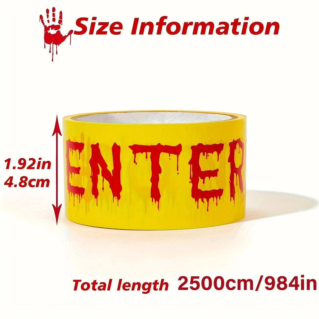 Halloween Warning Tape 1.9 inches x 82 feet, Halloween Decoration Warning Tape, Indoor/Outdoor Party Decoration, No Entry Qme