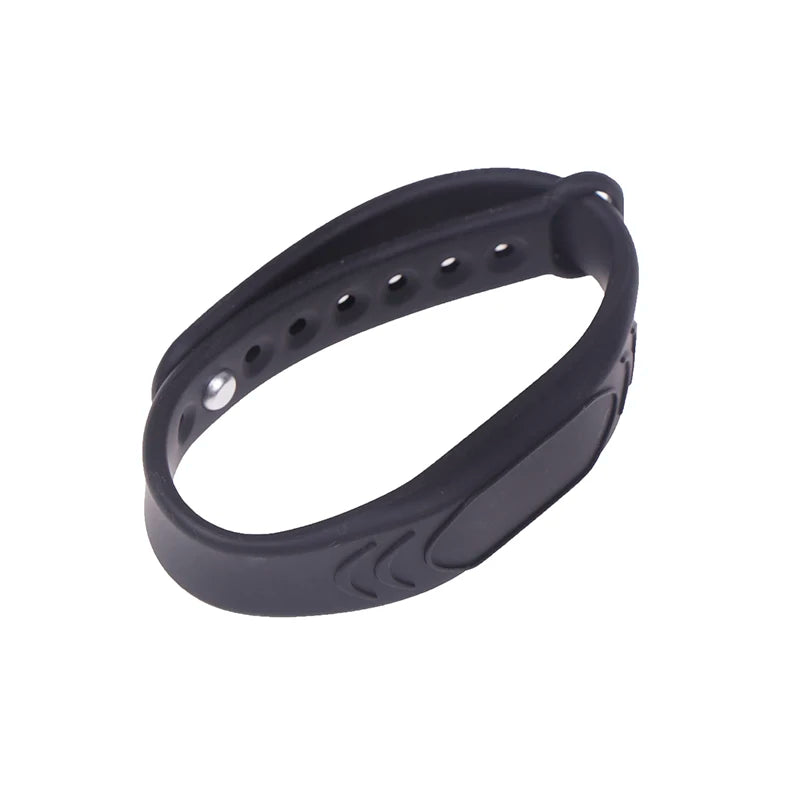 Adjustable Pure Black Silicone RFID Wristband 125KHz 13 56MHz 14443A Qme