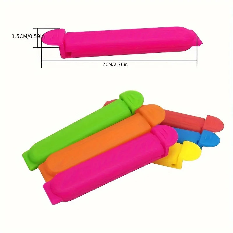 Colorful Food Storage Clips - Secure Snap-Lock Clips for Snacks, Nuts, and More - Durable Plastic Kitchen Clips for Freshness Qme