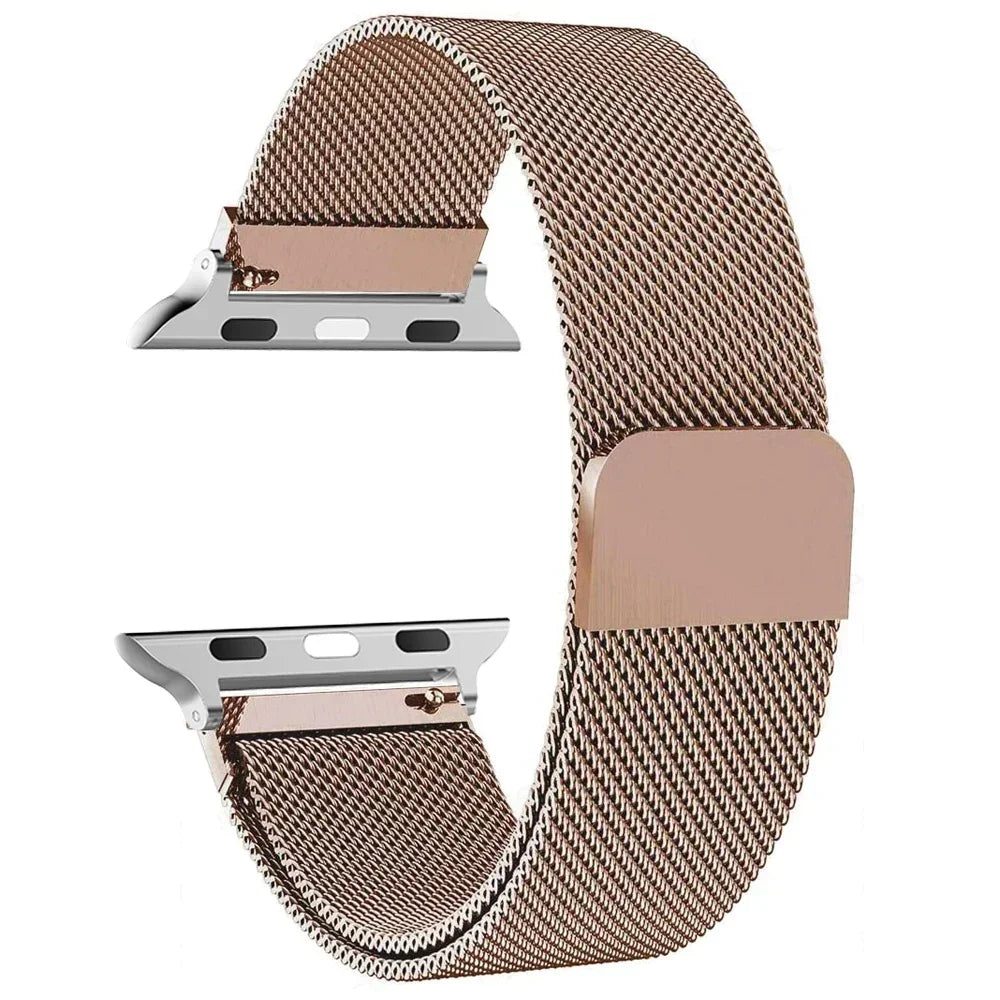 Milanese strap For apple Watch bands 44mm 40mm 45mm 49mm 41mm 38mm 42 44 mm Bracelet iwatch Series 9 3 6 5 SE 7 8 Ultra 2 strap Qme Rose gold 42mm 44mm 45mm 49mm