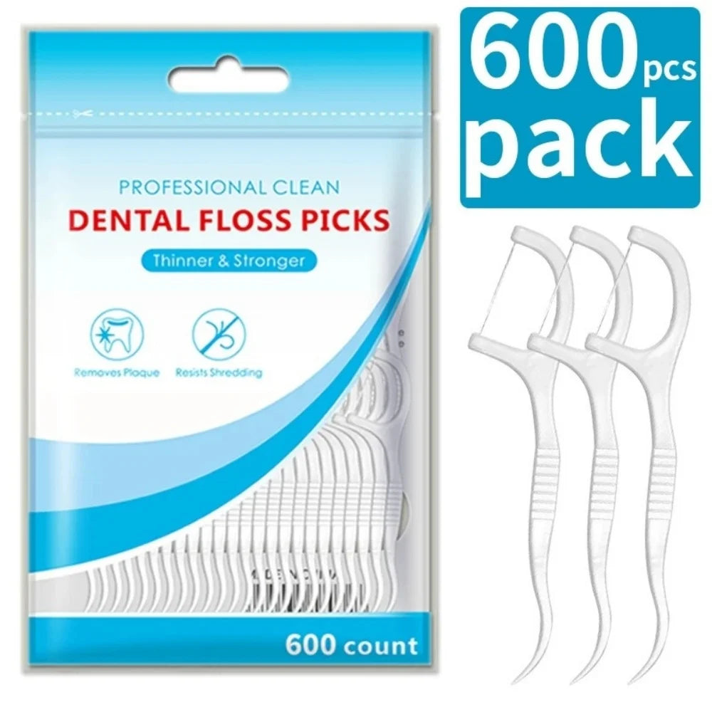 50pcs Polymer Dental Floss Picks Combine Plastic Handles Fine Cleaning Threads Lightweight Portable Design for Daily Oral Care Qme 600pcs