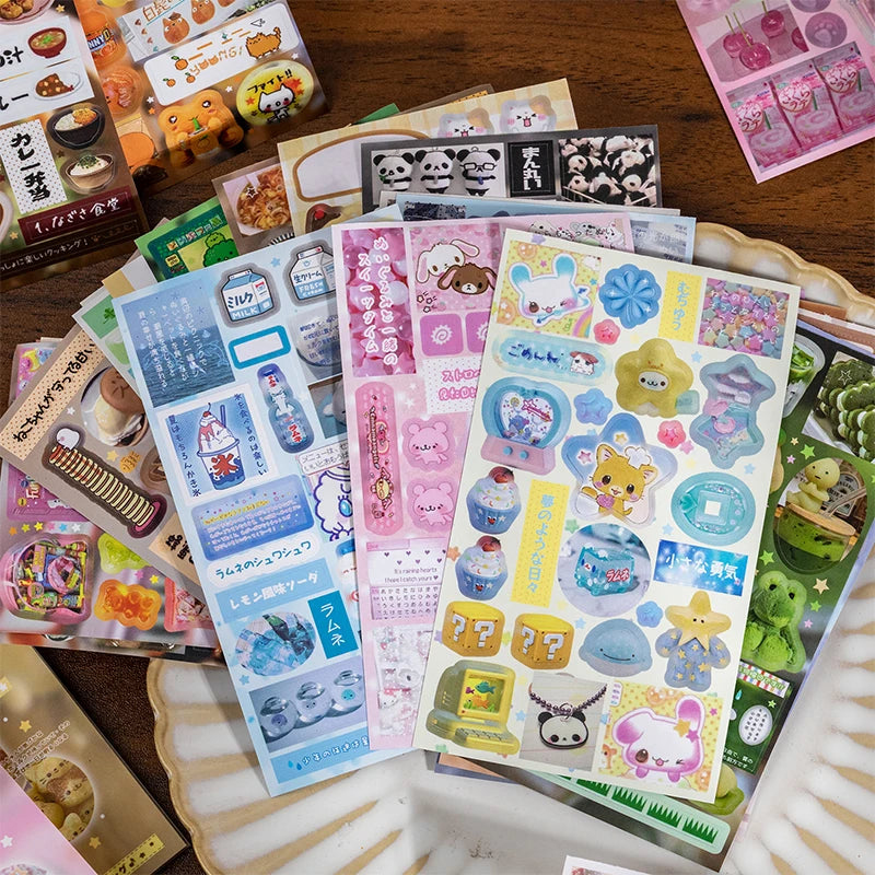 Japanese Style Cute Multi-Theme Sticker Book, Lovely Cartoon Journaling Material, Must-Have for Students & Stationery Lovers Qme