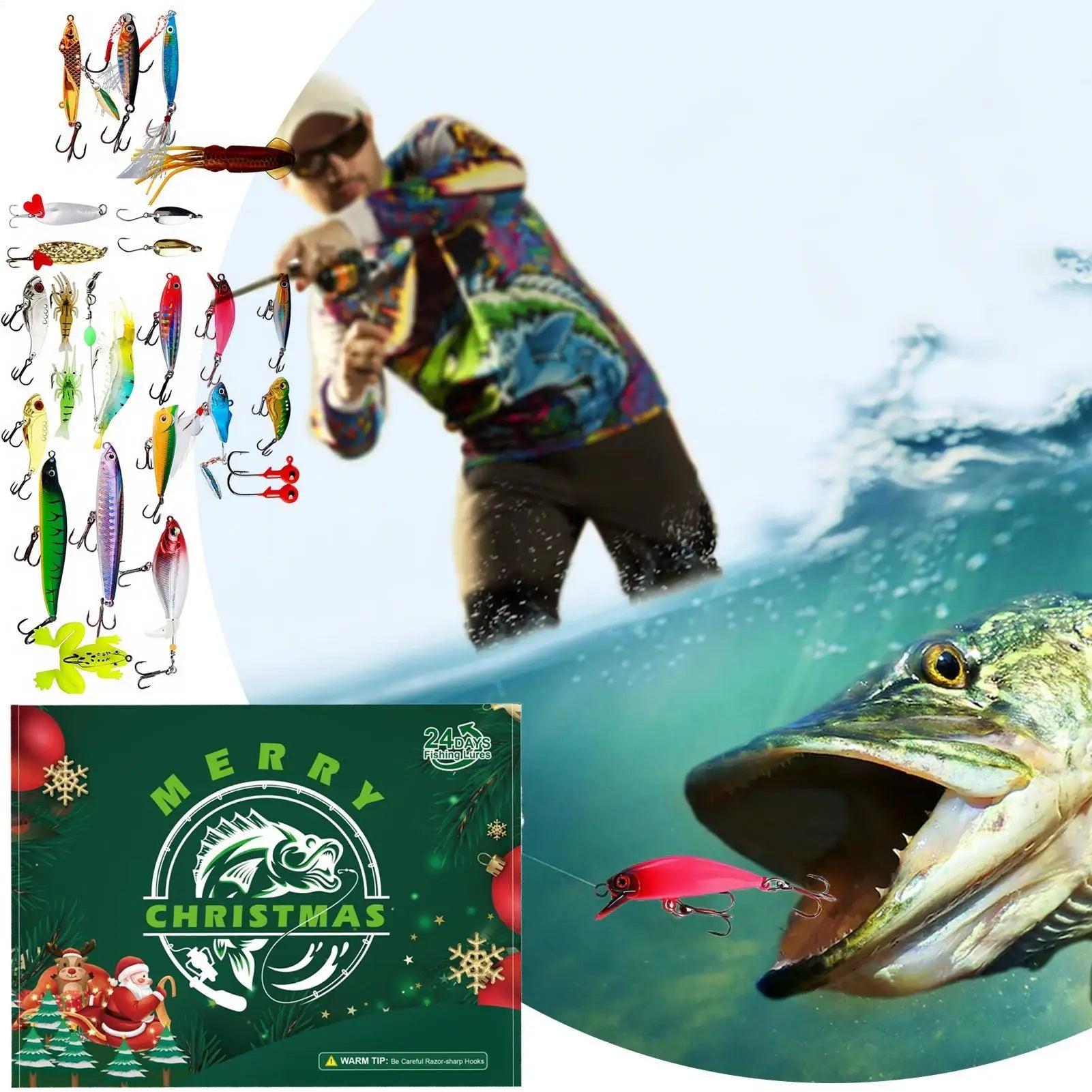 Fishing Advent 24 Days Christmas Countdown Calendar Lures Freshwater Qme