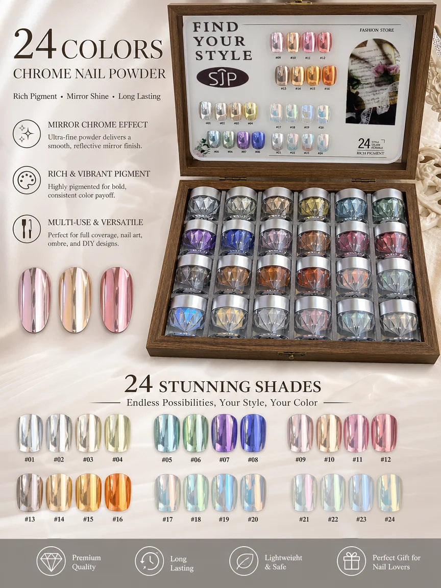 24 Aurora Chrome Powder Nai High-end Mirror Magic Storage Box Qme