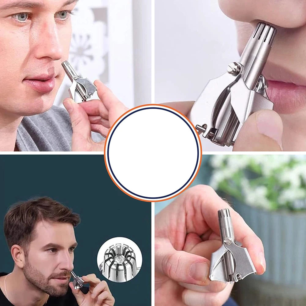 Portable Stainless Steel Manual Nose Ear Hair Trimmer Hair Remover Waterproof Washable Easy Clean Travel Grooming Tool For Men Qme