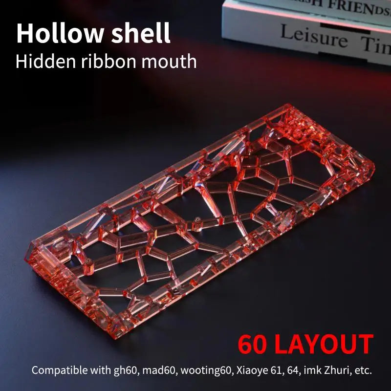 GH60 Hollow Transparent Keyboard Shell Universal 60 Layout Case Qme Orange