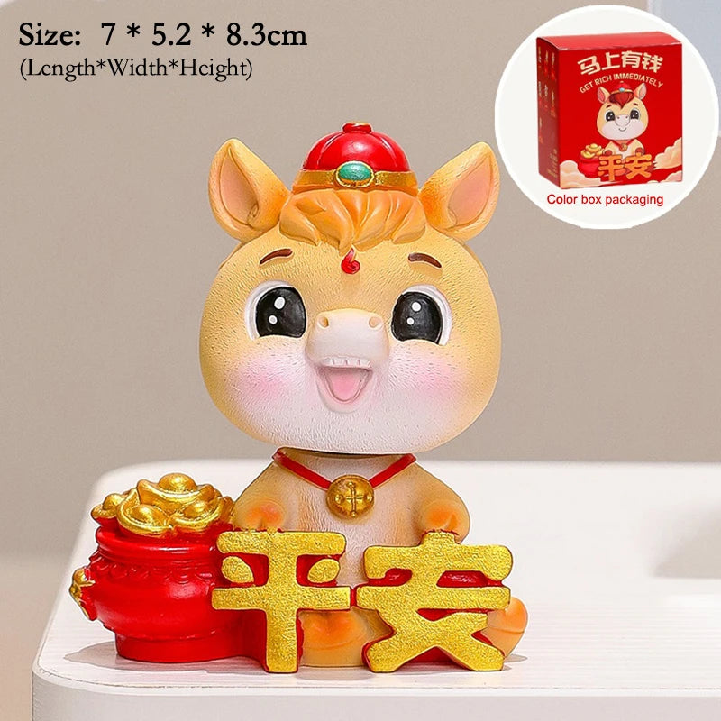2026 Cute Year Of The Horse Ornament Lucky New Year Horse Toy DIY Desktop Decoration Car Ornament Pony Decor New Year Gift Qme A34
