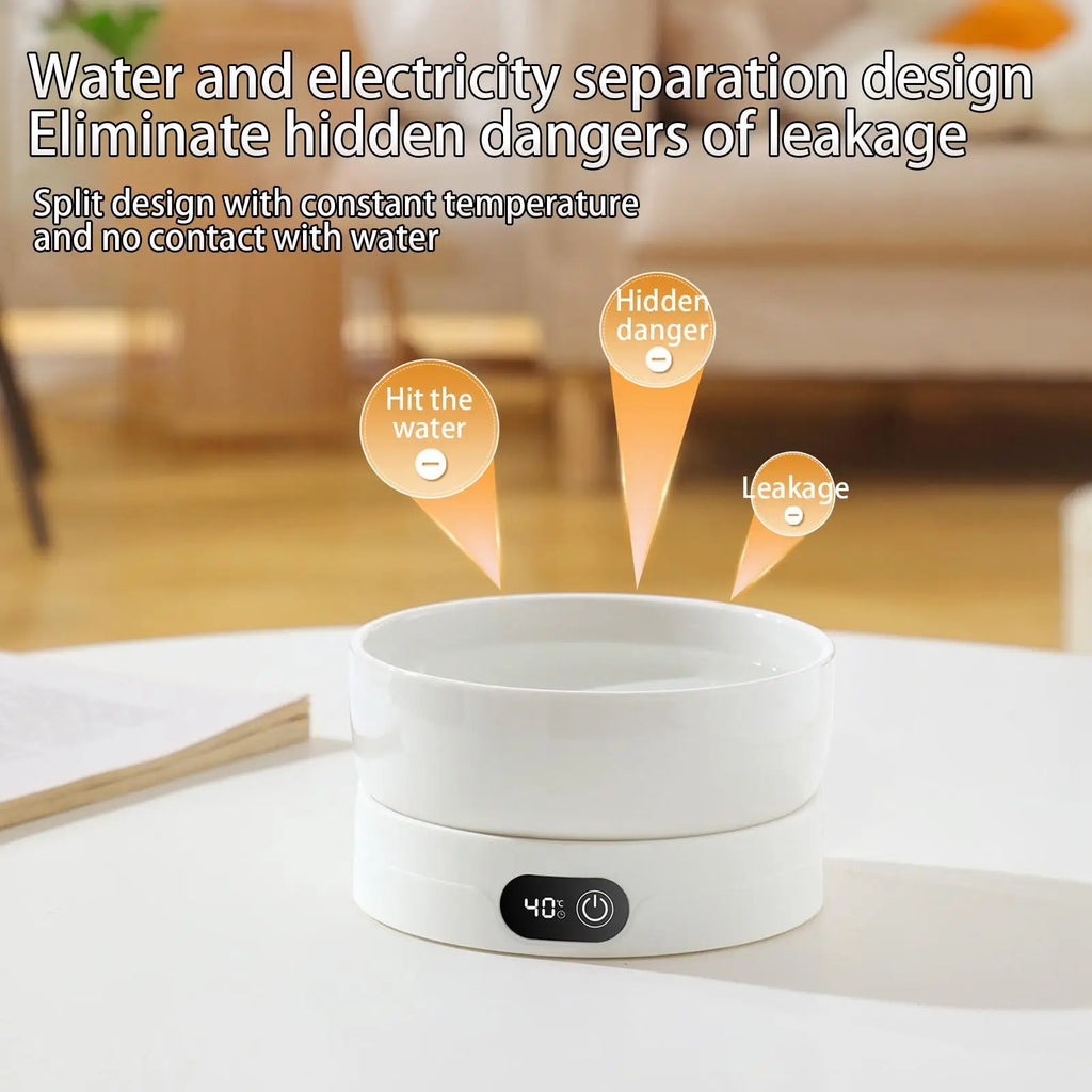Heated Water Bowl for Dogs 4 Temperature Settings Pet Drinking Plate Thermal Heated Water Bowl for Chickens Ducks Birds Animals Qme