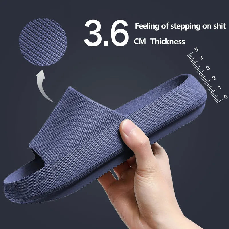 New Thick Platform Pillow Bathroom Home Slippers Women Fashion Soft Sole EVA Indoor Slides Sandals Summer Non-slip Flip Flops Qme