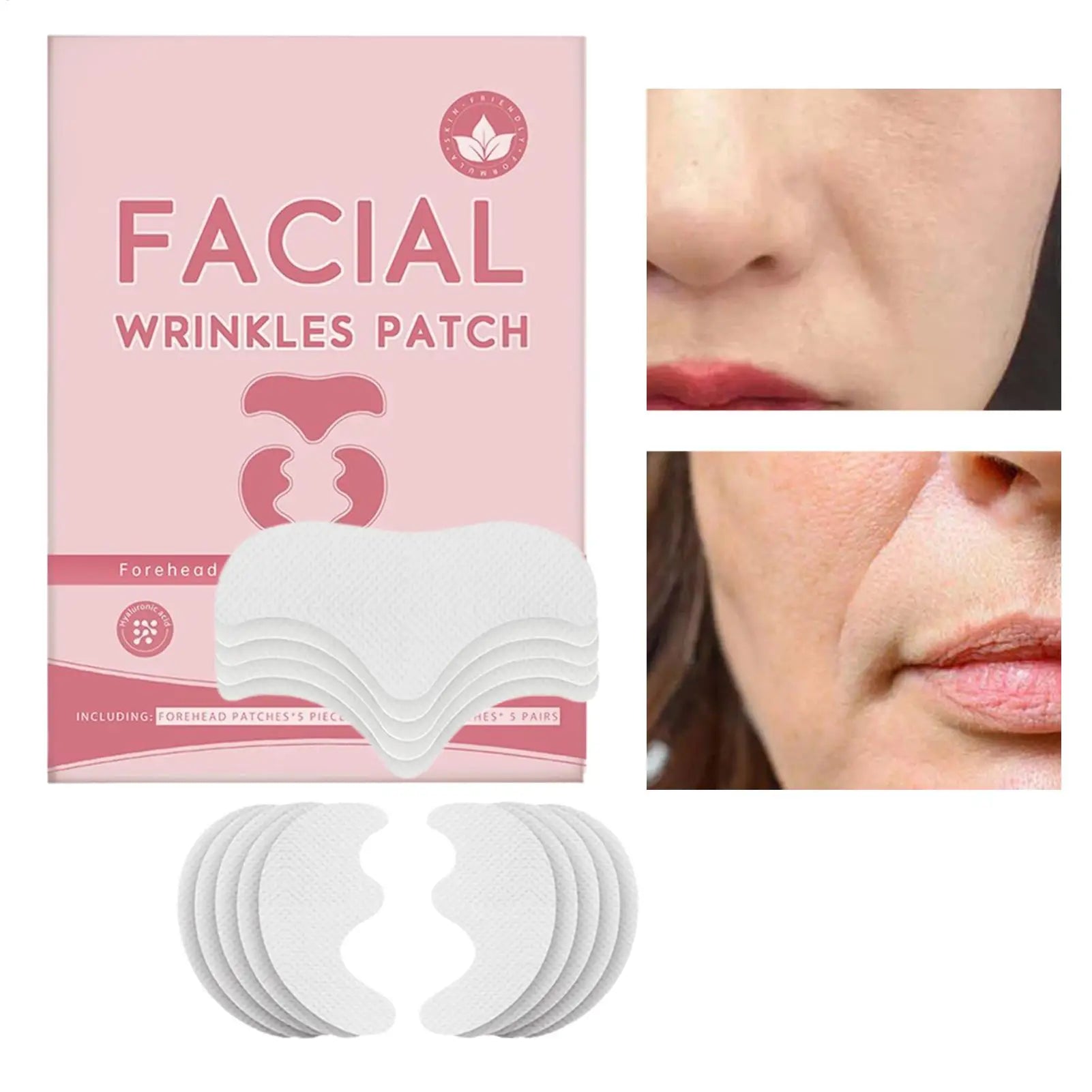 5pcs Forehead Patches 5pcs Smile Line Patches Face Lifting Firming Sticker Wrinkle Removal Patch Anti-Wrinkle Lift Up Tape Qme