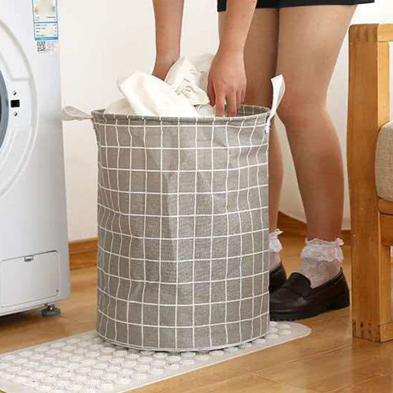 1 Foldable Fabric Cotton Linen Dirty Clothes Basket Large Storage Qme