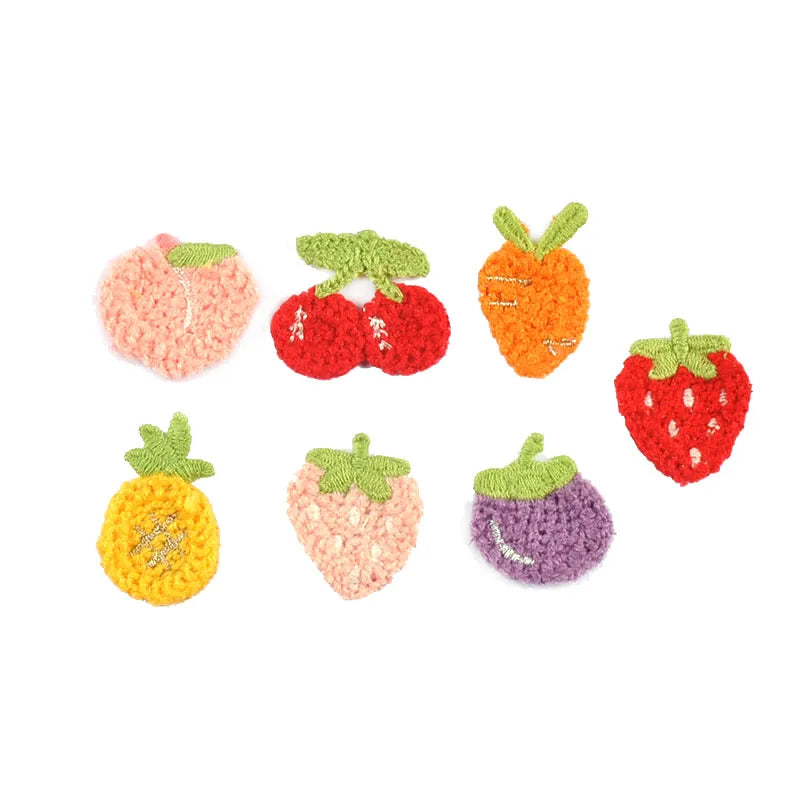 20pcs 2.5-3.2cm Cartoon Peach/Carrot/cherry Garment Appliques Embroidery Patches Clothes Sewing Accessories DIY Supplies c4030 Qme