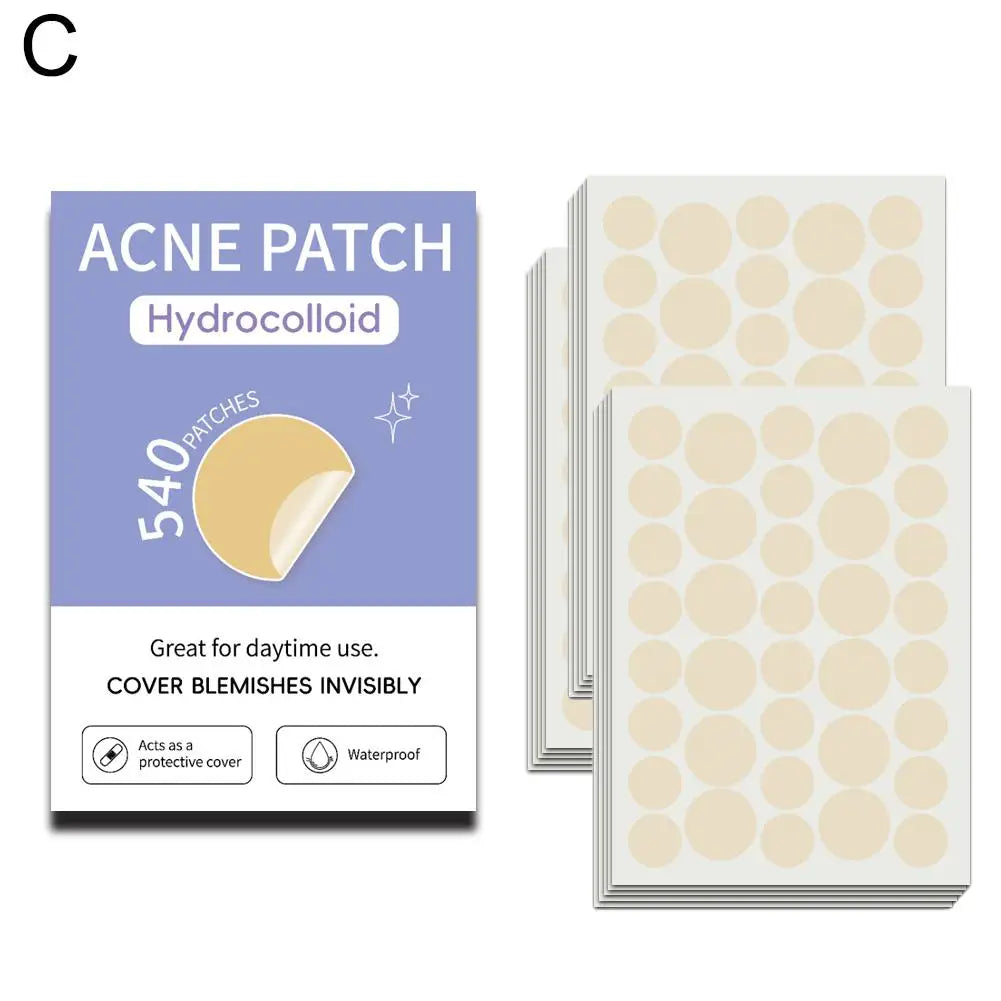 Mixed Sizes Hydrocolloid Acne Pimple Patches Invisible Circle Star Qme C-540pcs