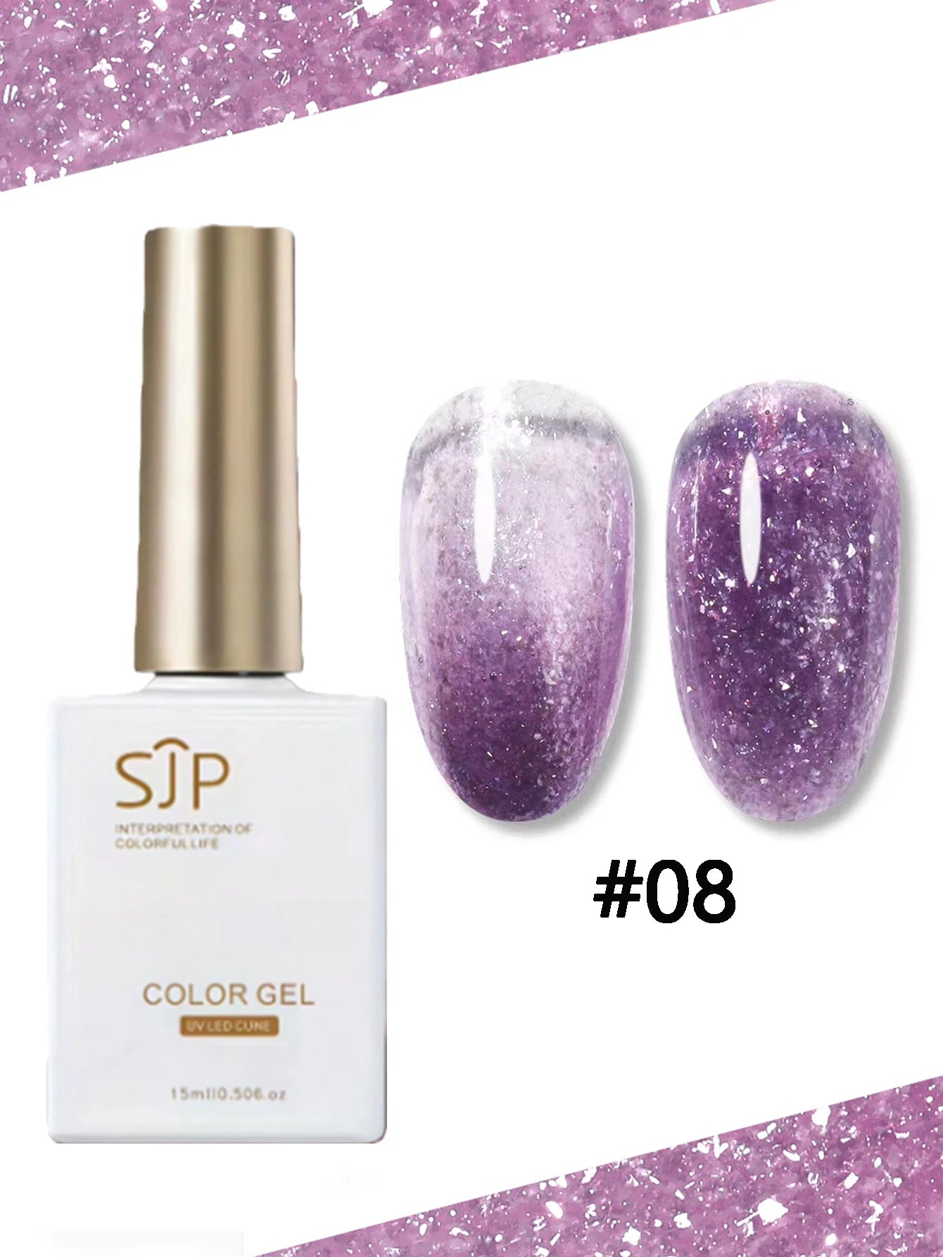 Colored Snowflake Opal Glitter Nail Polish Gel UV Suitable French Qme 08