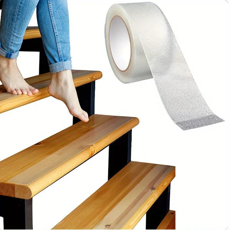 196.85inch Clear Anti-Slip Tape - Waterproof, Soft PEVA Grip for Enhanced Safety on Stairs, Boats, & Showers - Invisible Qme
