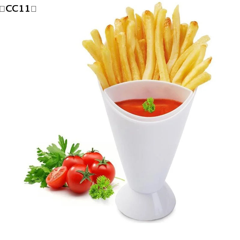 Fries Shelf Holder Assorted Sauce Chips Dip Snack Cone Stand Cup Two Qme