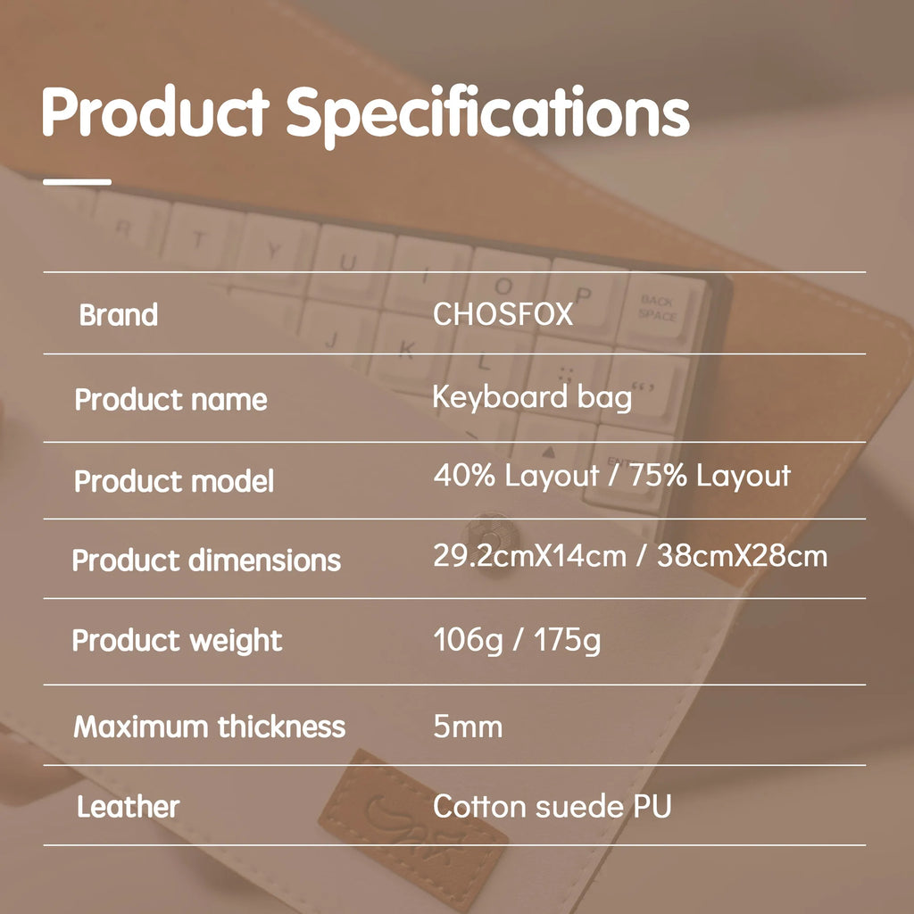 Chosfox Dustproof Portable Keyboard Storage Bags Large Capacity Mechanical Keyboard Bag 40%/75% Waterproof Protective Bags Qme