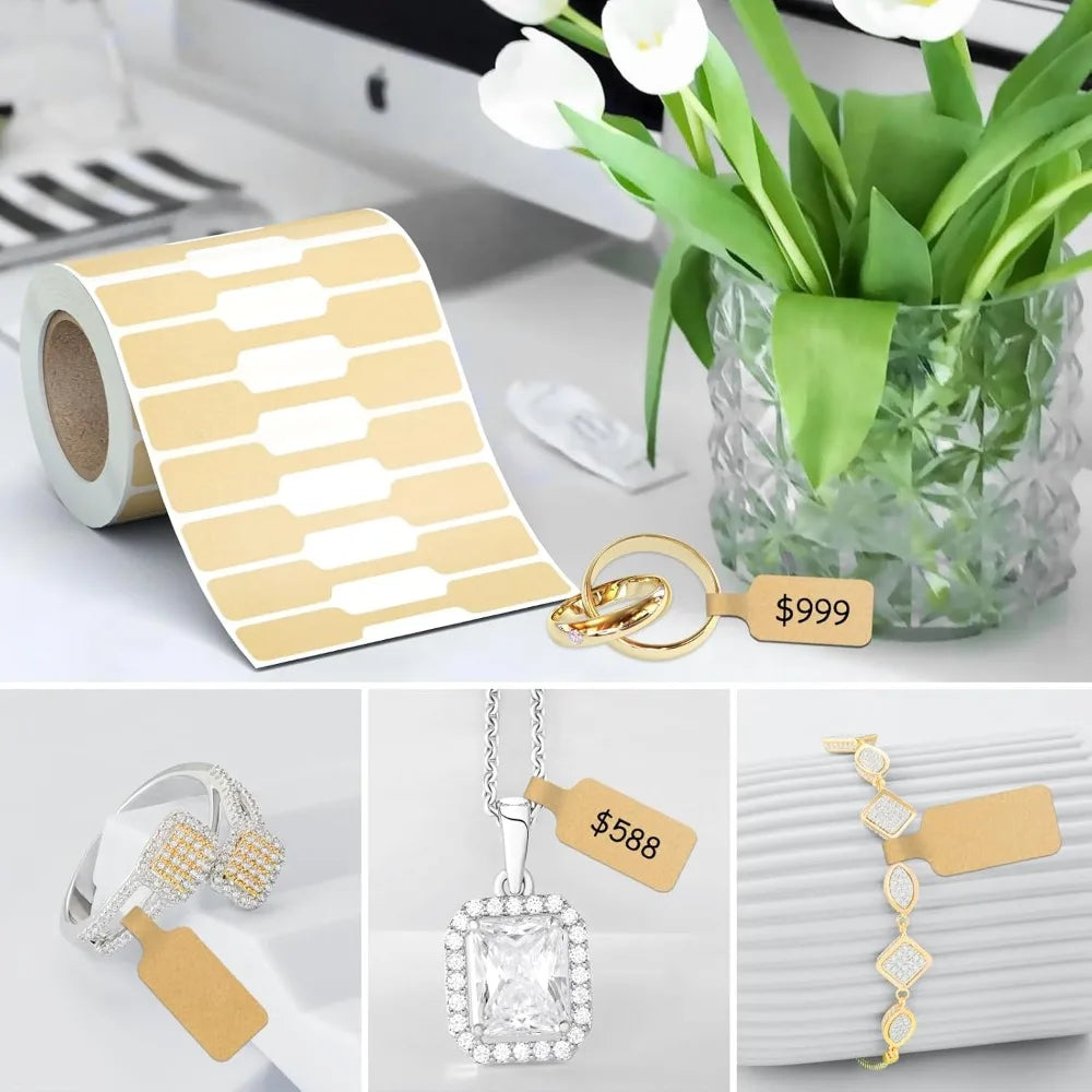 500pcs/Roll Multicolor Jewelry Price Tags Sticker DlY Self Adhesive Kraft Paper Labels for Necklace Bracelet Price Display Tool Qme