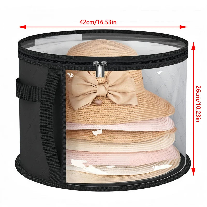 Clear Collapsible Hat Storage Organizer Zipper Large Front Window Qme