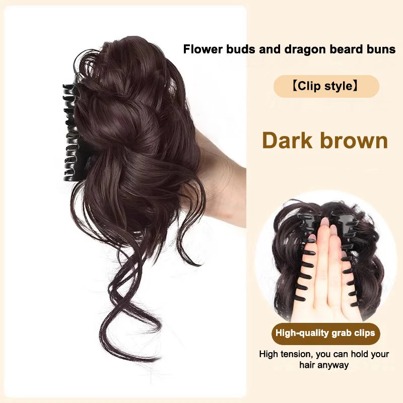 Women's Hair Wig Bun Fake Fluffy Volumizing Realistic Chicken Coop Qme
