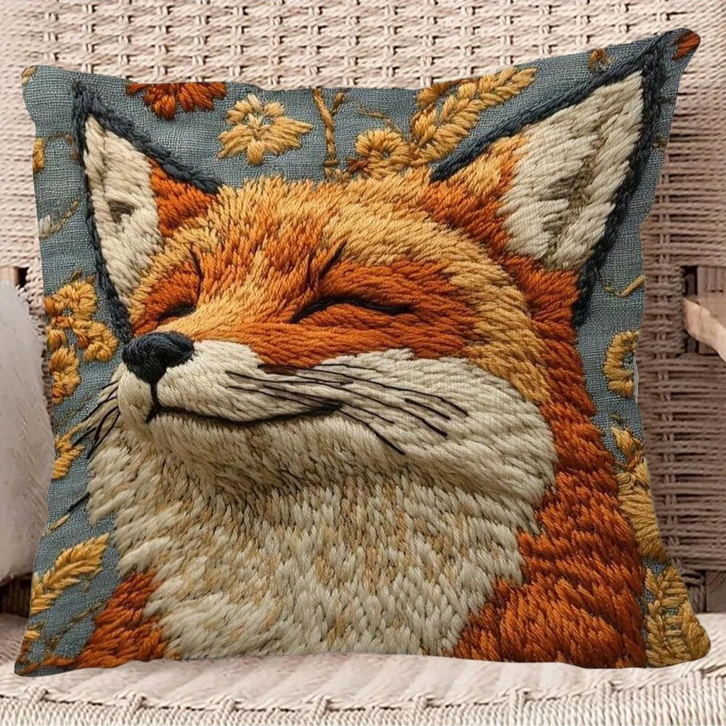 1PC Linen 2D Lovely Fox Printed Throw Pillowcases Home Sofa Decorative Cushion Covers Washable Skin-friendly Bed Pillow Case Qme 1 One Size
