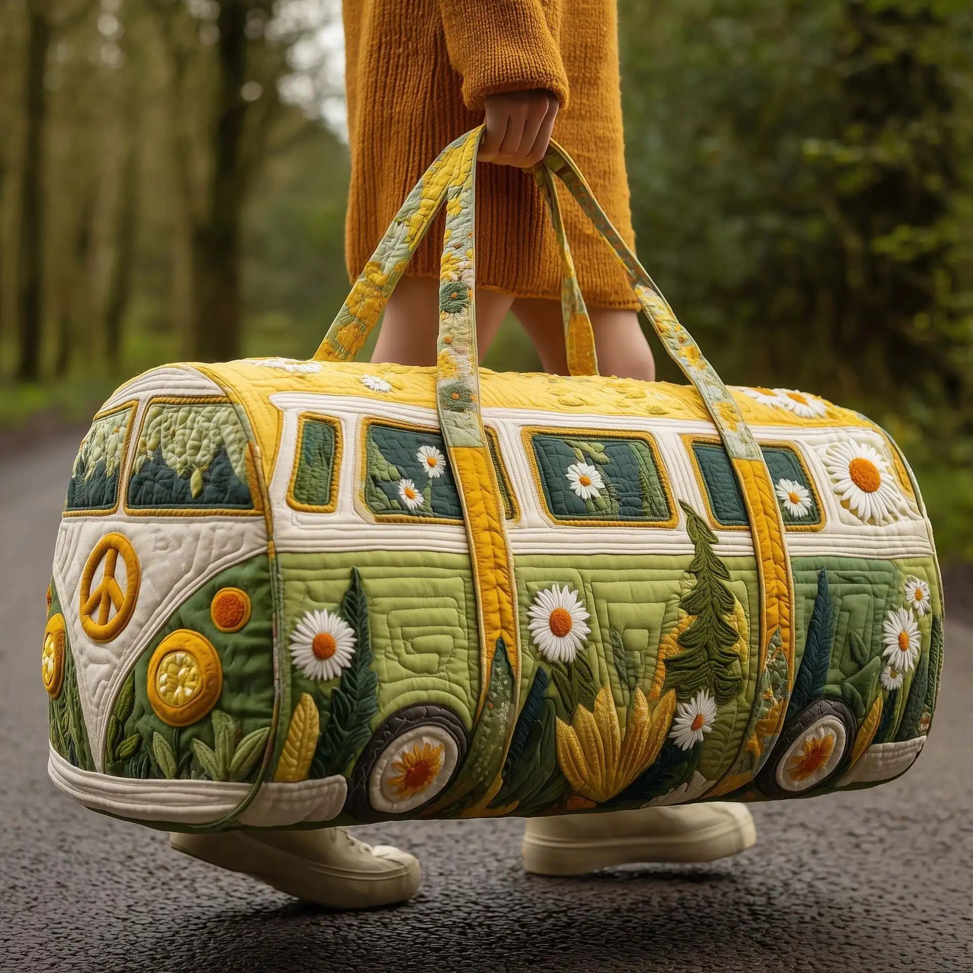 Women 3D Quilting Craft Travel Duffel Bag Fashion Sun Mountain Forest