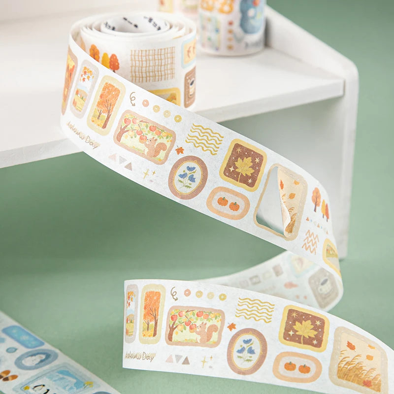 Fresh & Healing Washi Tape, High-Value Stationery & Unique Gift, Ideal for Journal Borders & Background Decor Qme