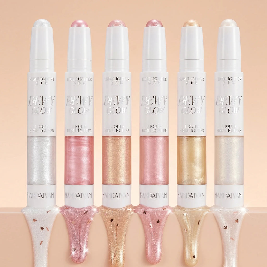 2 in 1 Contour Stick & Liquid Highlighter, Dual Ended Face Sculpting Makeup, Natural Nose Shadow & Body Brightening Stick Qme