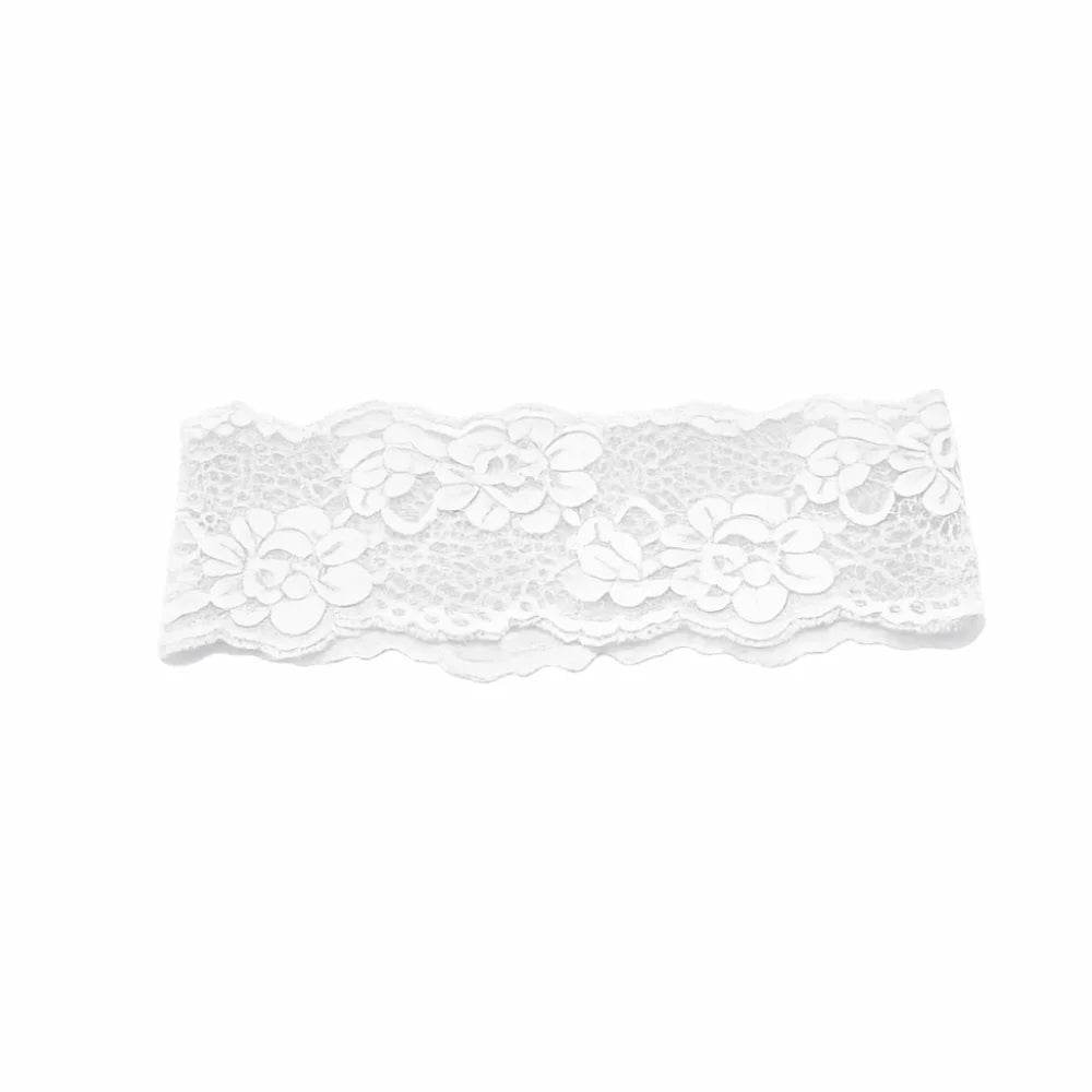 Korean Lace Floral Headbands Solid Spandex Hollow-out Lightweight Qme White