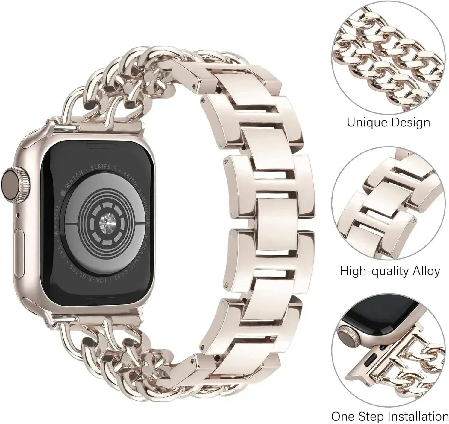 New Apple Watch Strap for Watch Series Ultra 9 8 7 6 5 4 Bracelet 40 49 44 45 41MM Metal Chain Stainless Steel IWatch Watchstrap Qme