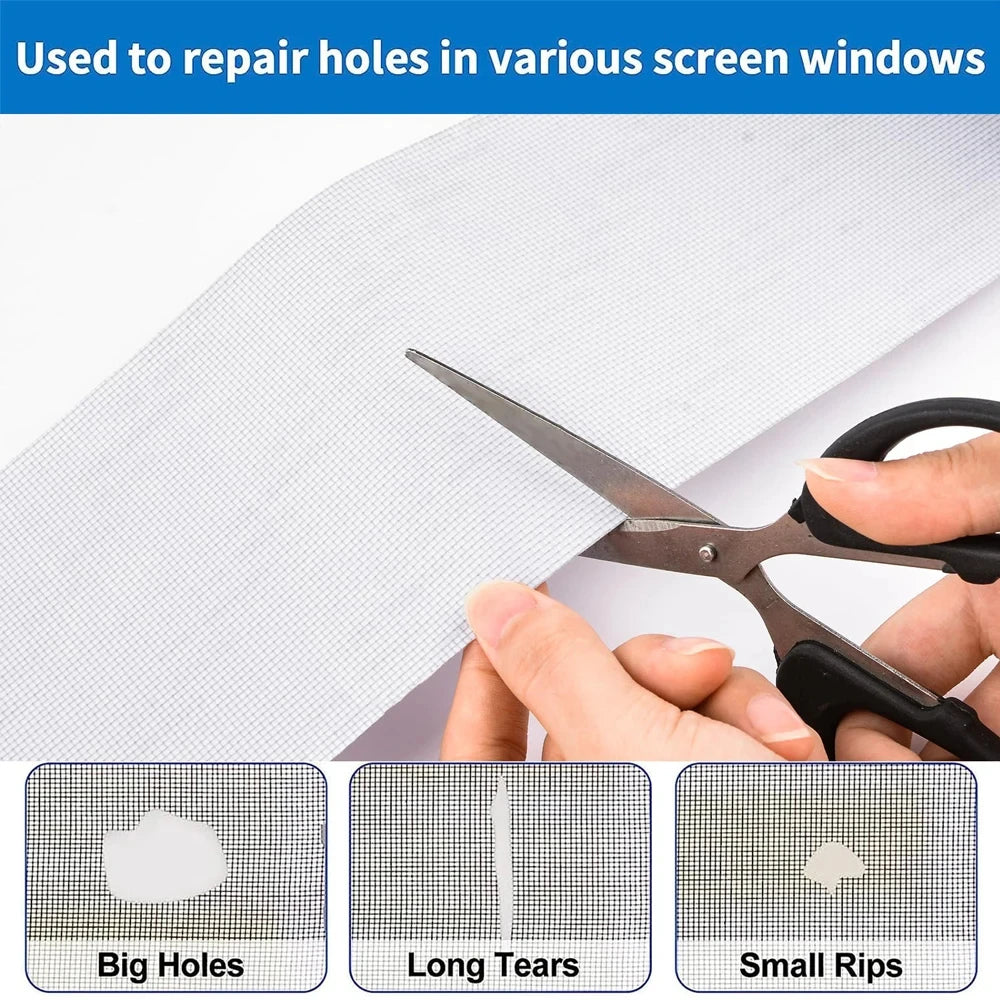 2 Rolls 10cmx2M Window Screen Mosquito Net Repair Tape Self-Adhesive Strong Anti-Insect Fly Mesh Broken Holes Repair Patch Qme