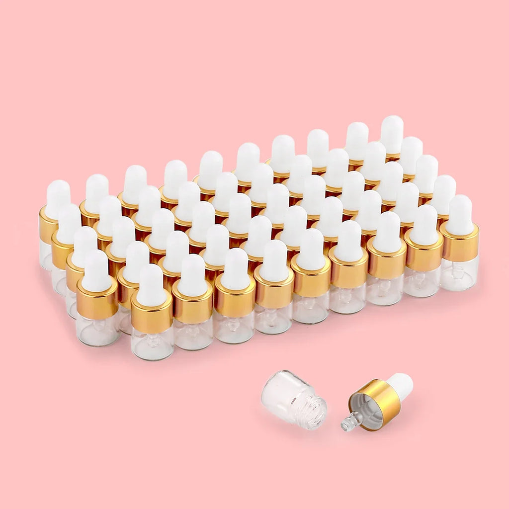 50pcs 1ml Clear Mini Glass Dropper Bottles Small with Glass Eye Dropper for Essential Oils Sample Traveling Qme Glass 10pcs 1ml