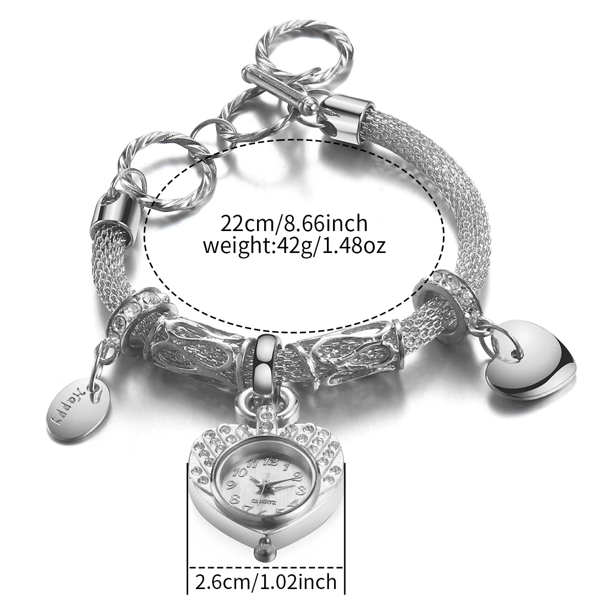 Luxury Rhinestone Heart Dial Women's Watch Fashion Ladies Bracelet Quartz Watches Qme