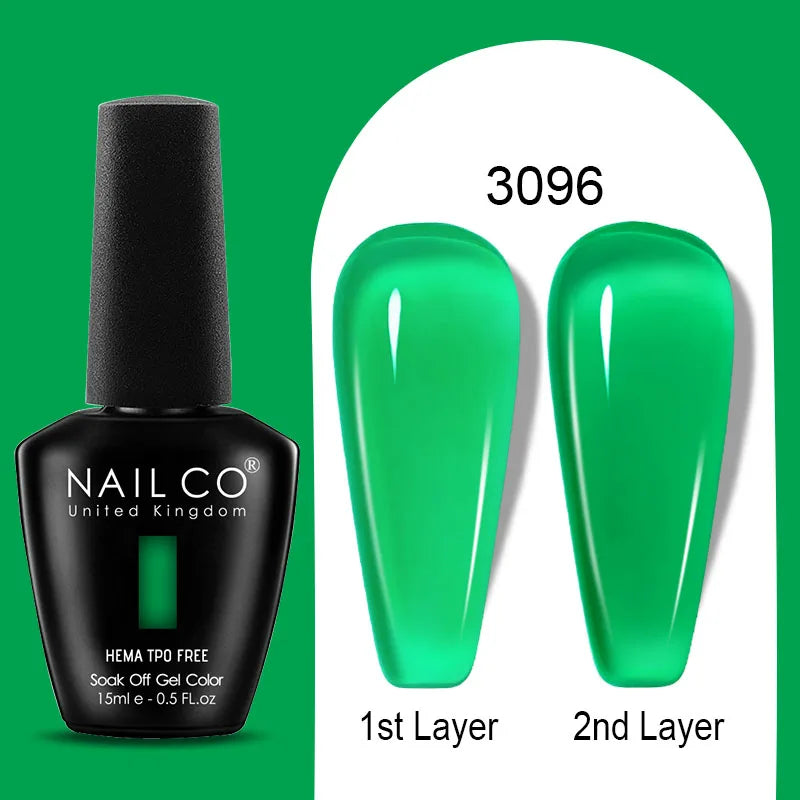 Nailco Jelly Gel Nail Polish Transparent Varnishes 44 Colors Red Pink