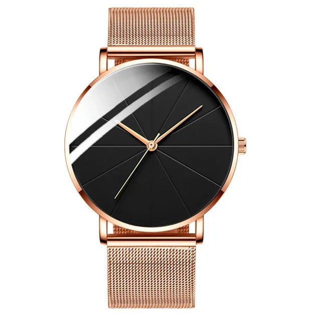 Minimalist Men's Fashion Watches Simple Men Business Ultra Thin Stainless Steel Mesh Belt Quartz Watch relogio masculino Qme 5