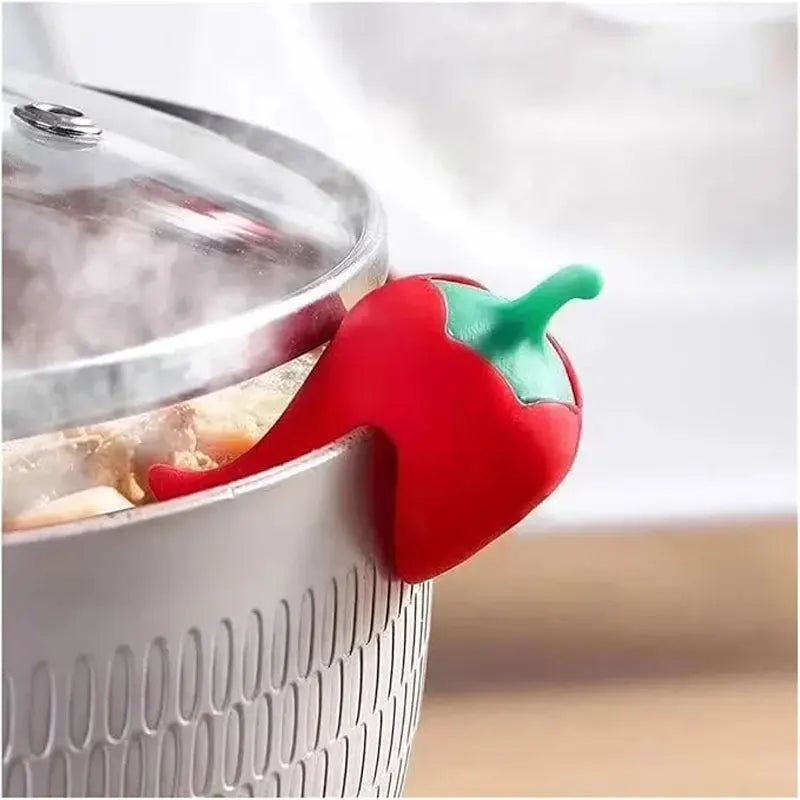 Cute Creative Silicone Pot Lid Holder Anti-Overflow Anti-Spill Stopper Heat Resistant Pot Cover Lifter Bracket Kitchen Gadget Qme