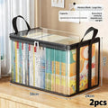 Transparent Plastic Book Storage Box Large Capacity Foldable Space-Saving Organizer For Home Office Storage Bookshelf Container Qme 2pcs D