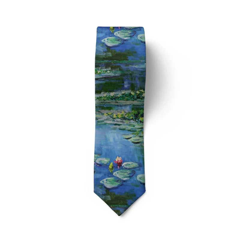 Art Nouveau Portrait Tie Classical Oil Painting Casual Slim Men's Qme