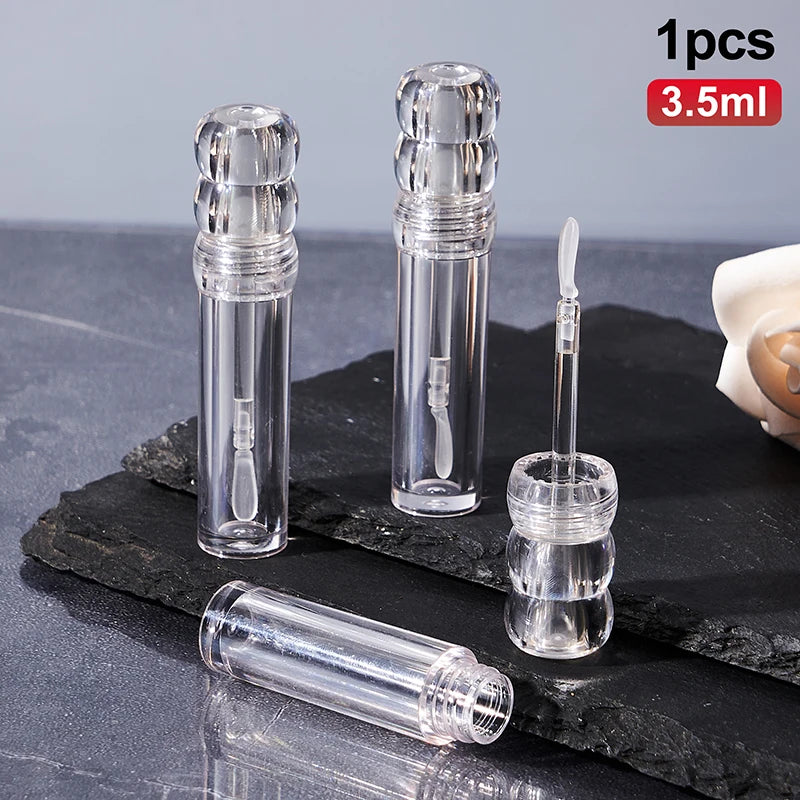 Empty Transparent Lipgloss Tubes Silicone Brush Round Cosmetic Tube Qme