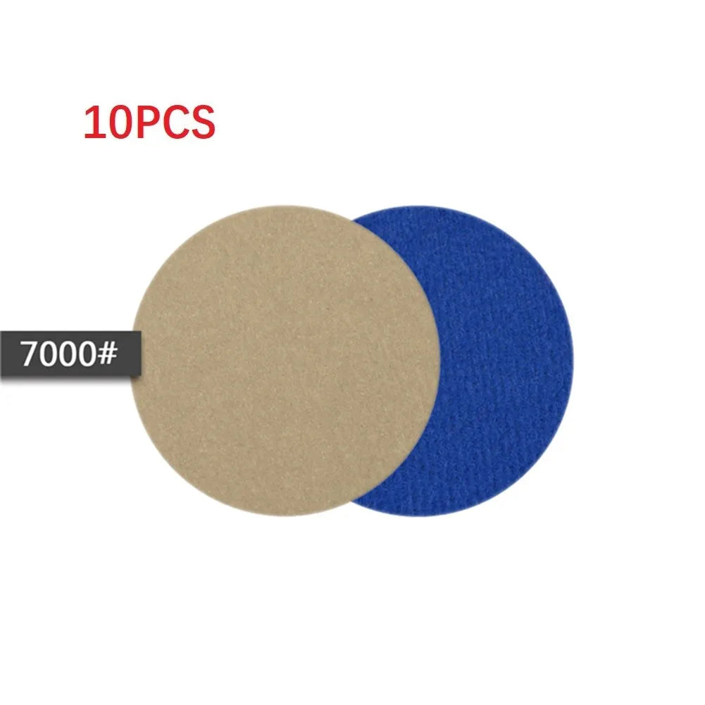 10Pcs Wet/Dry Sandpaper 3 Inch 75MM Hook And Loop Silicon Carbide 240-10000 Grits Waterproof Sanding Disc Qme 7000