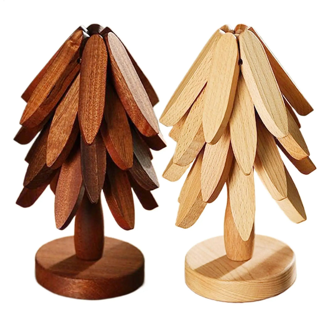 Tree Trivet Wooden Insulation Placemat Non-Slip Cup Coaster Set for Cookware Stove Pan Cup Teapot Hot Dishes Bowl Kitchen Dining Qme