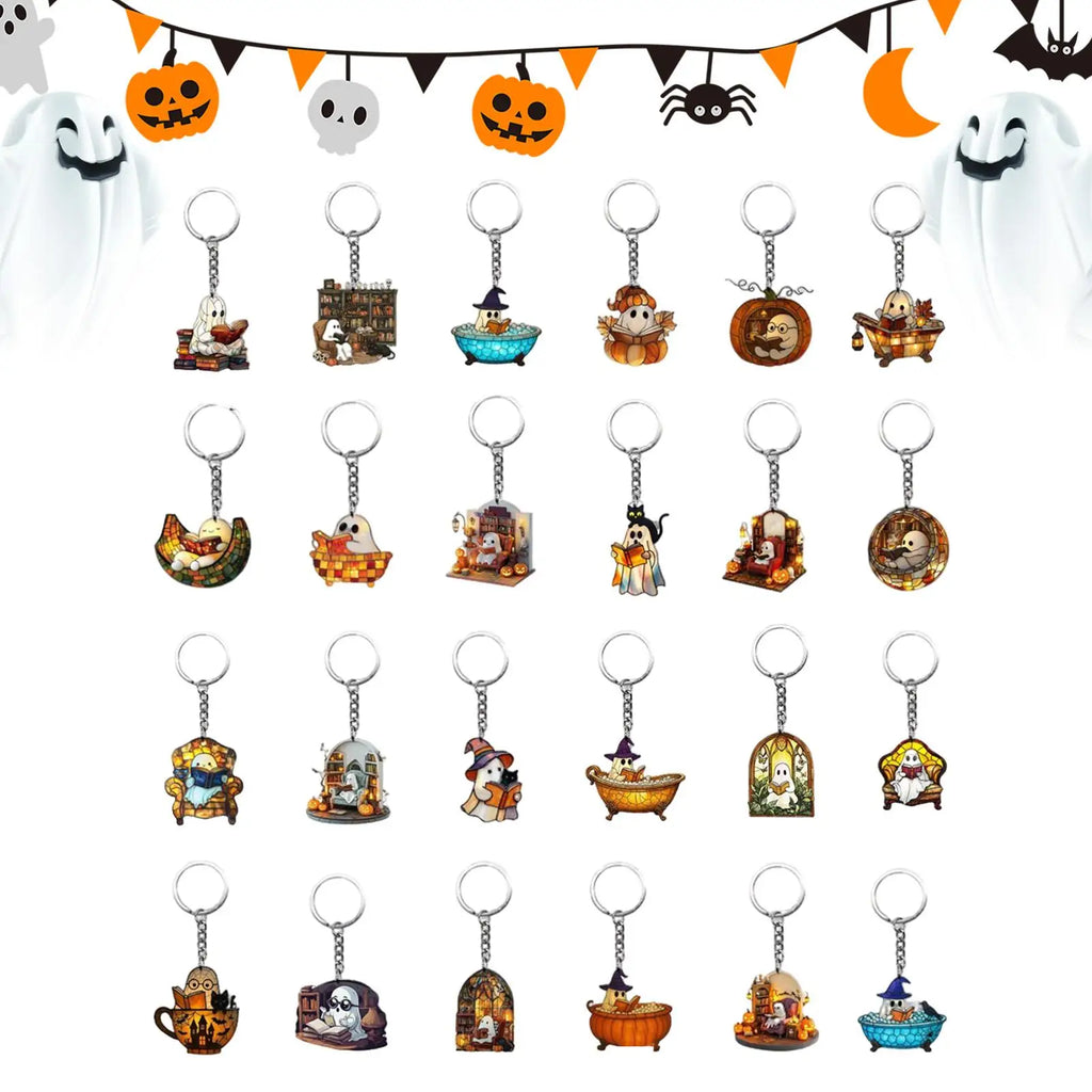 2025 Halloween Count Down Calendar Countdown 24 Keychain Pendants 2D Qme