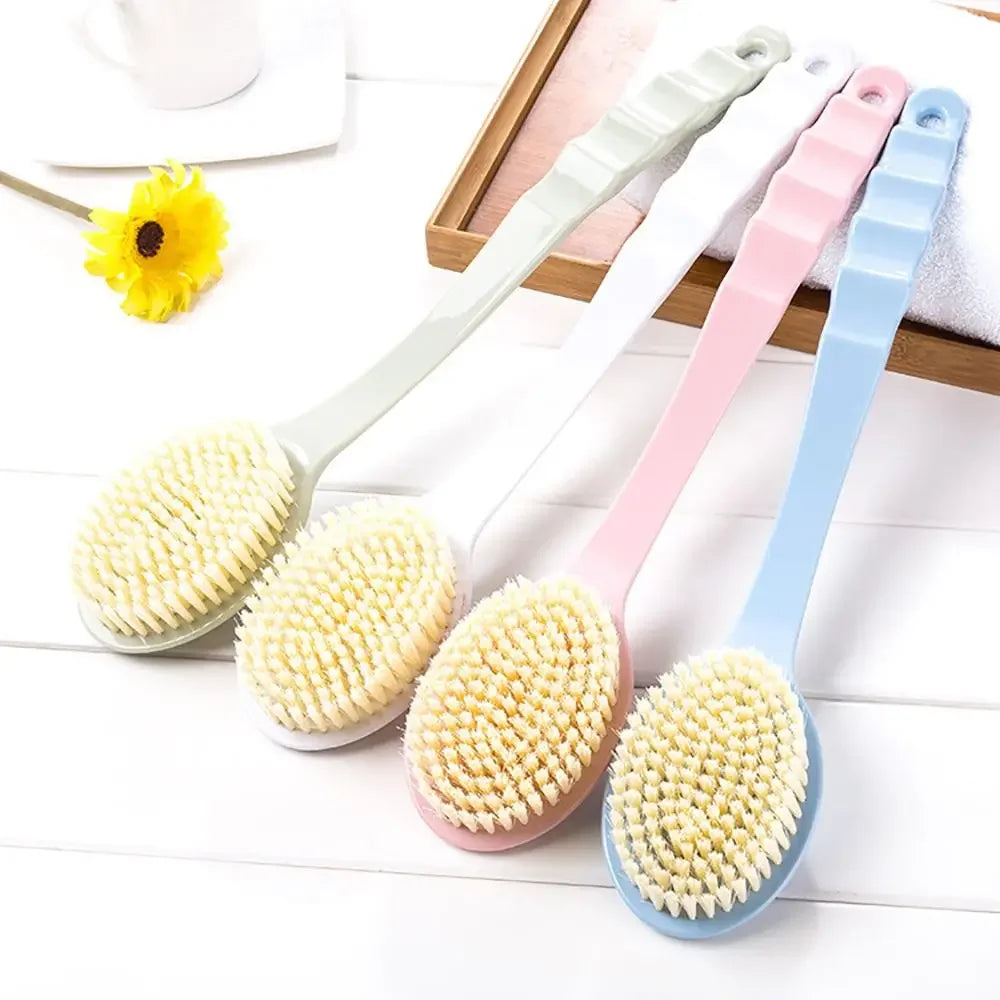 Long Handle Bath Brush Soft Body Scrub Skin Massager Shower Scrubber Qme
