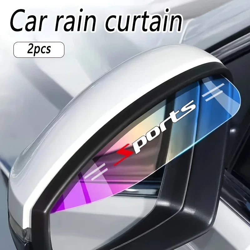 2pcs Flexible PVC Rearview Mirror Rain Curtain And Rainproof Blade, Seven Color Transparent Car Back Rain Eyebrow Cover Qme