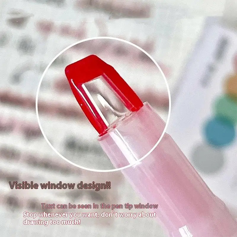 5Colors Highlighter Pen Double Headed Unique Window Tip Highlighters Qme