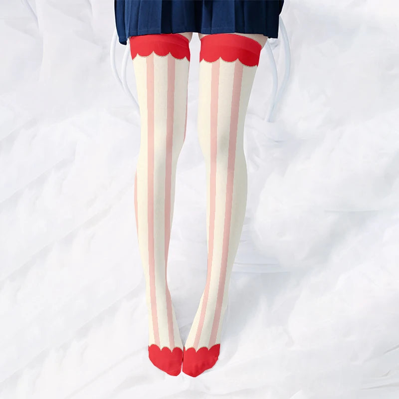 Sweet Cute Loli JK Stockings Fashion Girl 3d Printing Pink Purple Qme style8 One Size