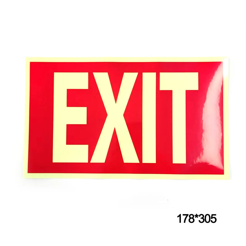1 Luminous Exit Sign - Emergency Evacuation Safety Wall Decal, Photoluminescent Fire Evacuation Indicator with Green Border and Qme 1pc