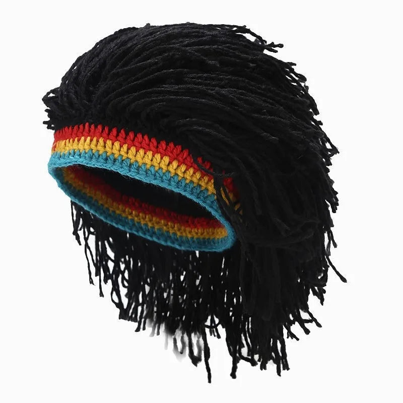 Novelty Dreads Knit Hat Warm Fuzzy Wool Cap Braided Wig Unique Hip Qme