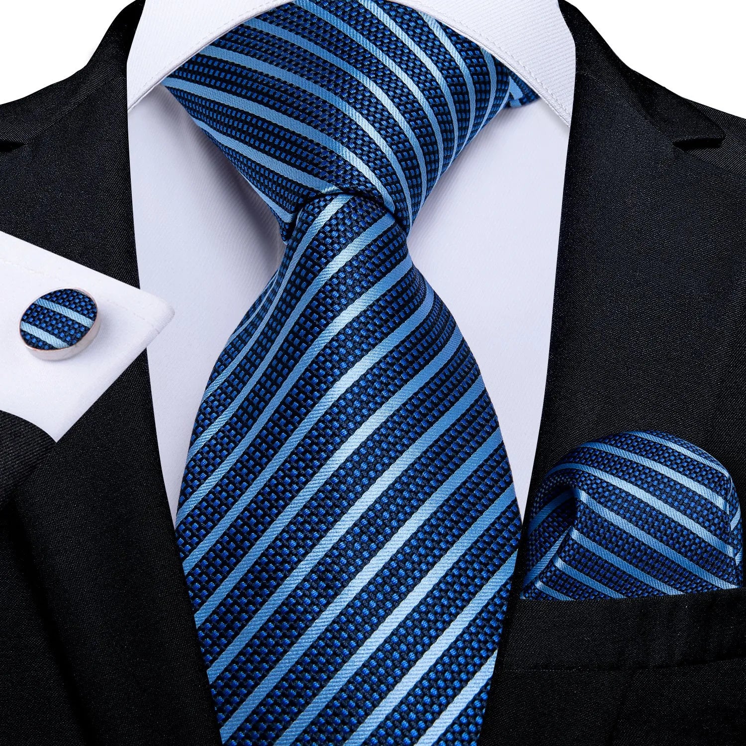 Tie Men 3-Piece Wedding Accessories Cufflinks Pocket Handkerchief Qme DPTH-HT-LDSN0337